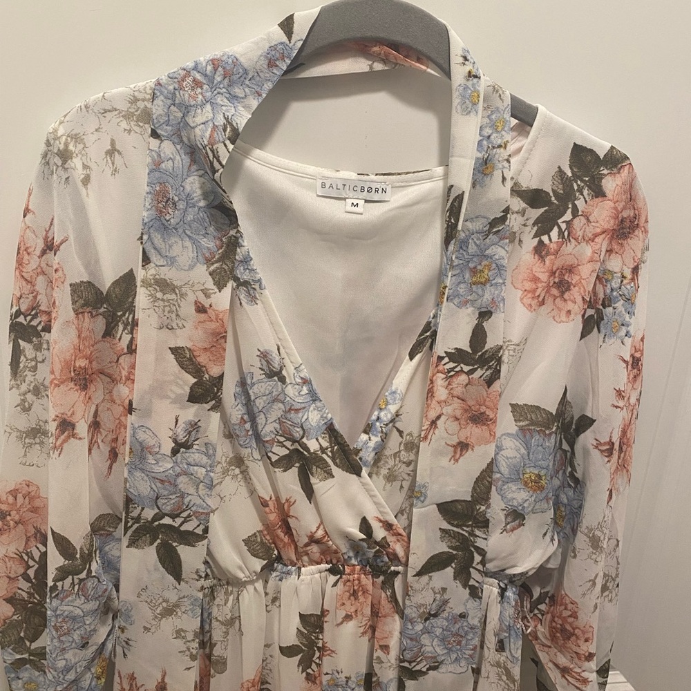 Baltic Born Floral Long Sleeve Maxi Dress - White, Pink, Blue - Picture 2 of 3